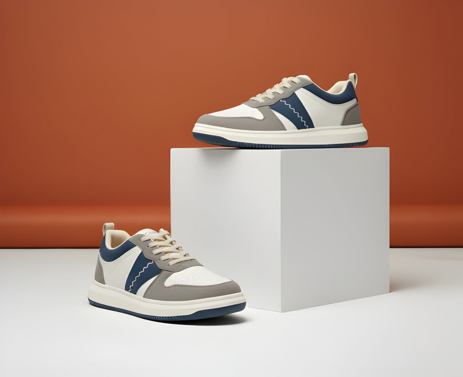 Trendy ZAWA casual sneakers with white sole and navy accents.