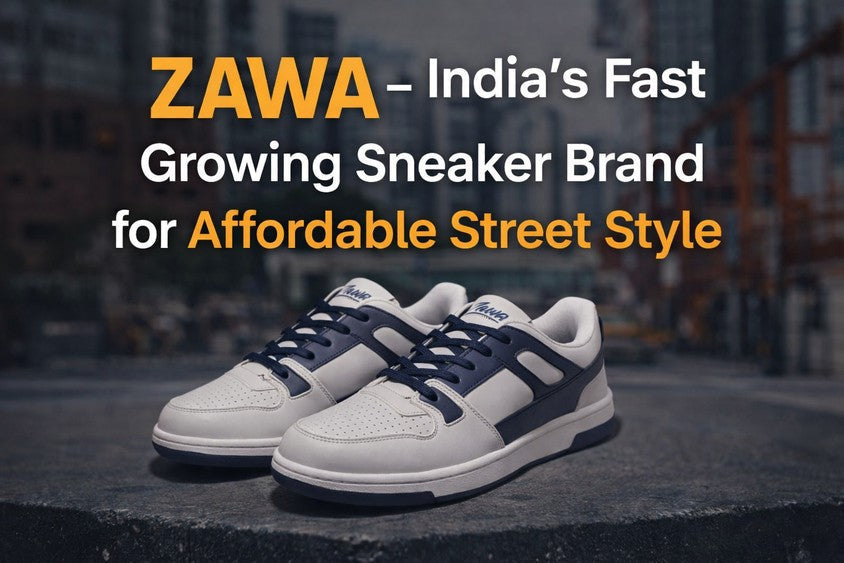 ZAWA white and navy blue sneakers for men – affordable street style footwear brand in India