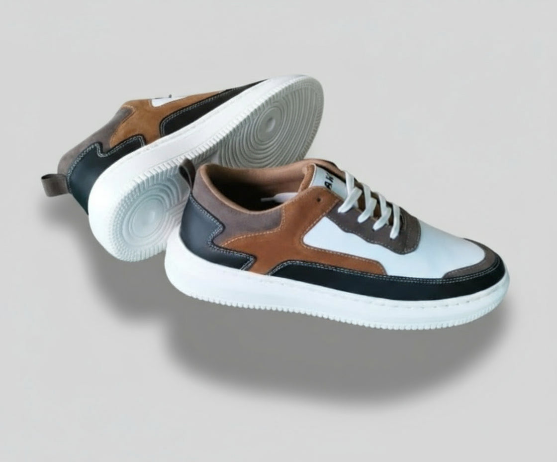 Premium ZAWA Bronx Vibe sneakers in white and brown with modern streetwear design