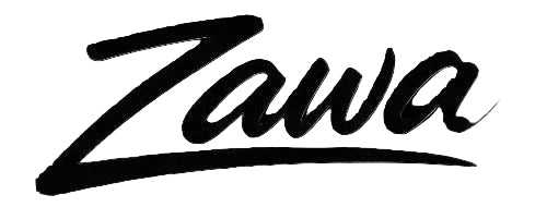 Black 'Zawa' logo on a white background