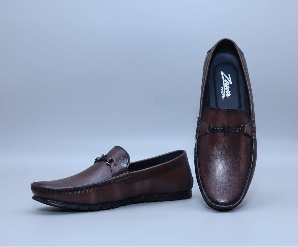 Zawa Valoris Brown loafers on light background 