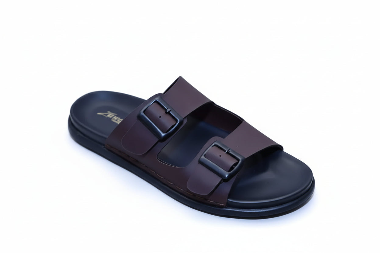 ZAWA VERENO Brown sandal with buckles on a plain background