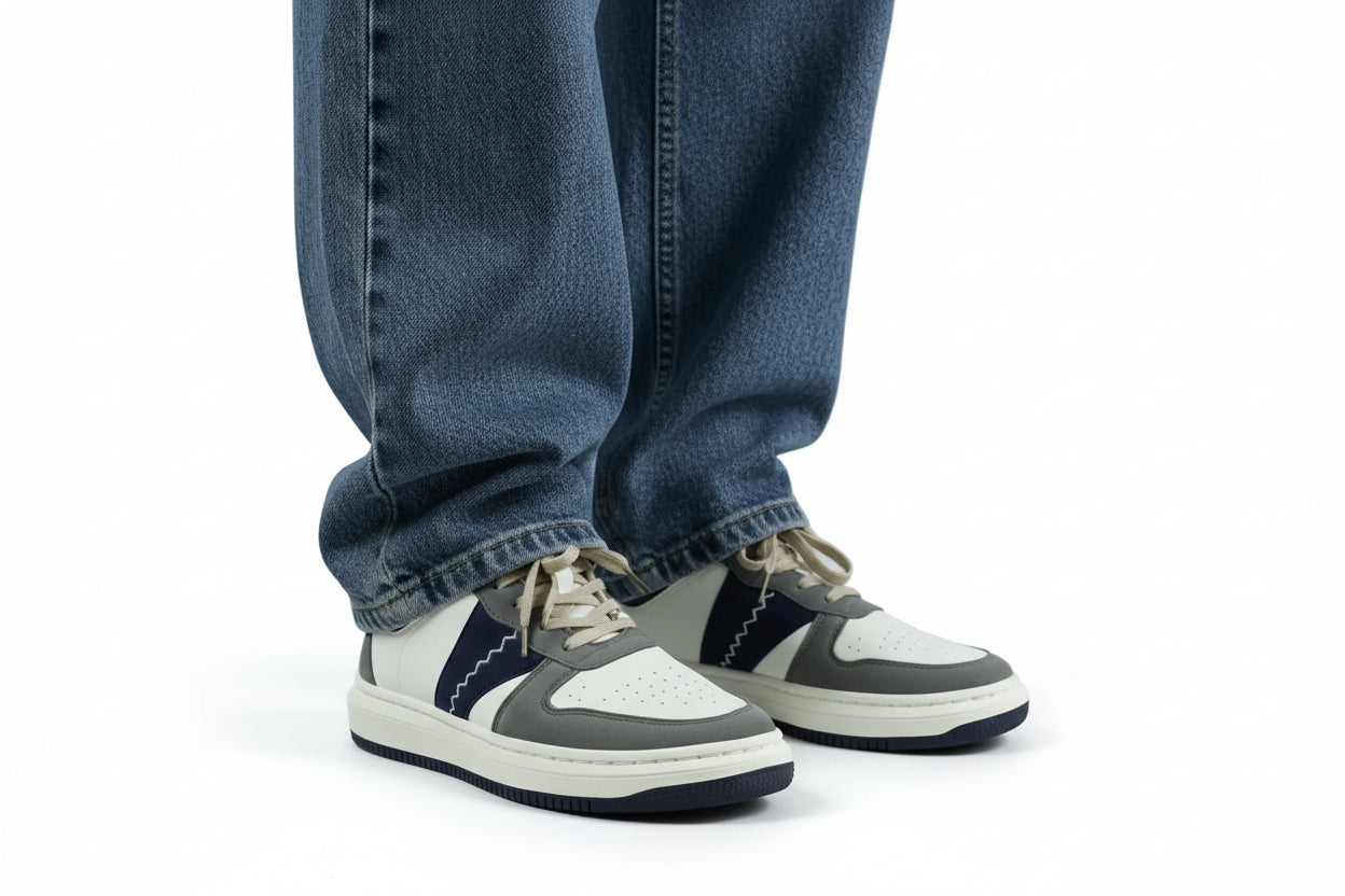 Shadow Dune sneakers with 'Zawa' branding weared with baggy jeans